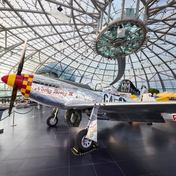 North American P-51 Mustang aircraft at Red Bull Hangar-7 