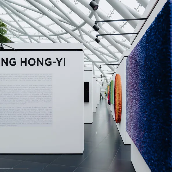 Art exhibition at Red Bull Hangar-7, architecture, painting