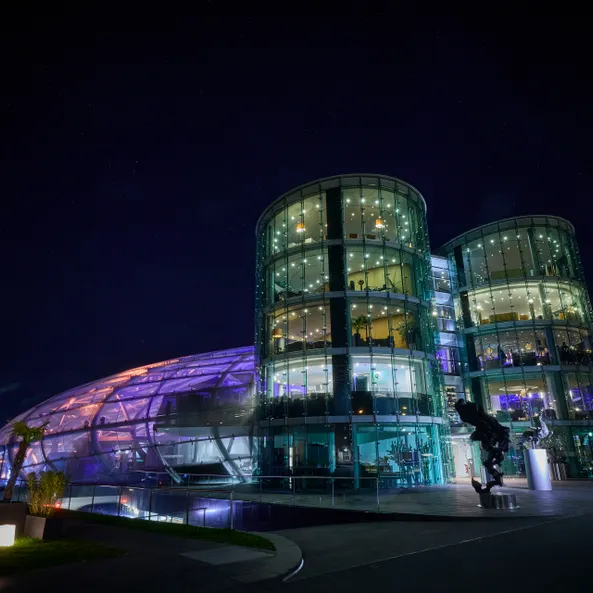 Red Bull Hangar-7 at night