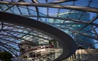 Interior view of Hangar-7 showing its glass-and-steel architecture