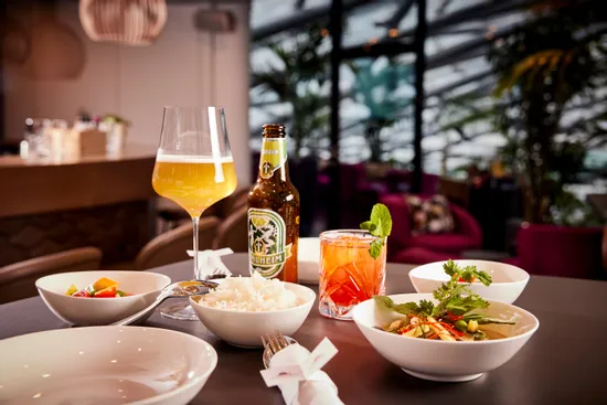 Bar Food dishes with drinks 