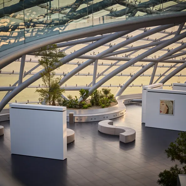 Architecture, plants, art exhibition