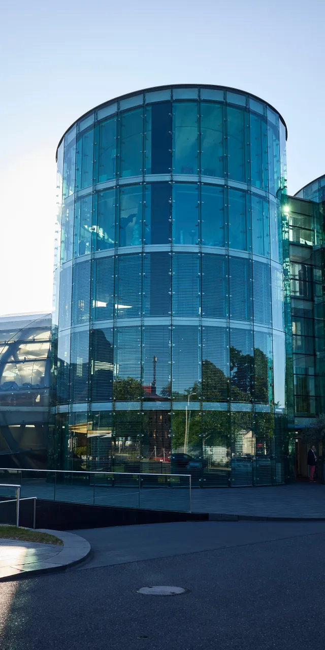Red Bull Hangar-7 exterior view with towers