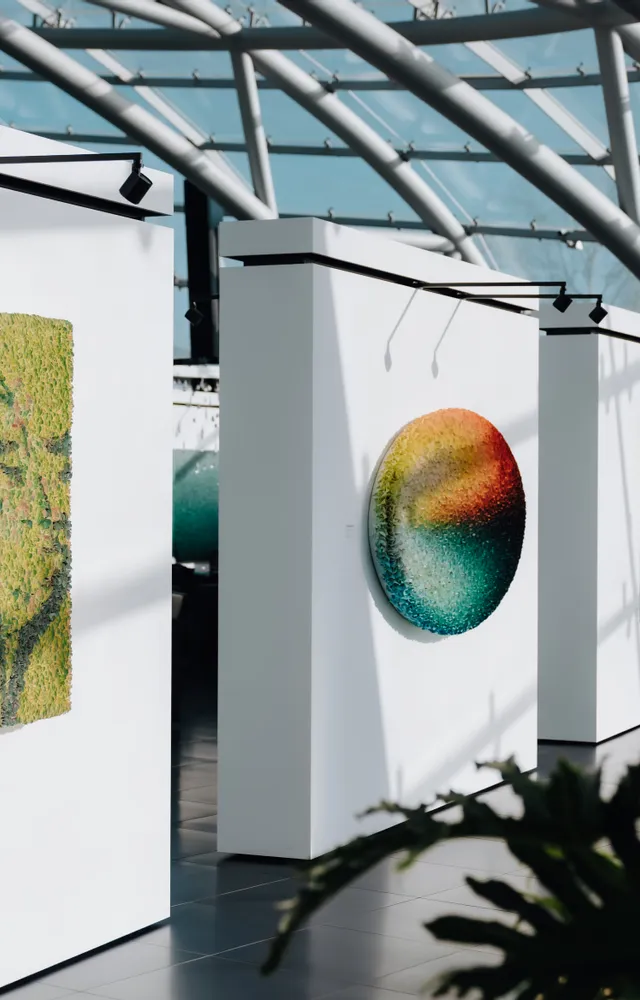 Art exhibition at Red Bull Hangar-7, architecture, painting