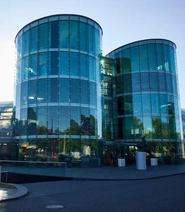 Red Bull Hangar-7 exterior view with towers